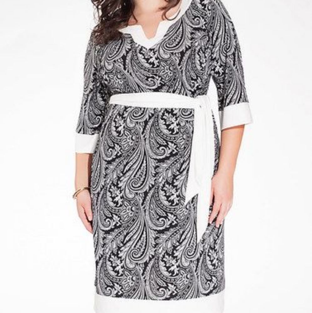 Igigi Black & White Filigree Sheath Dress 18/20